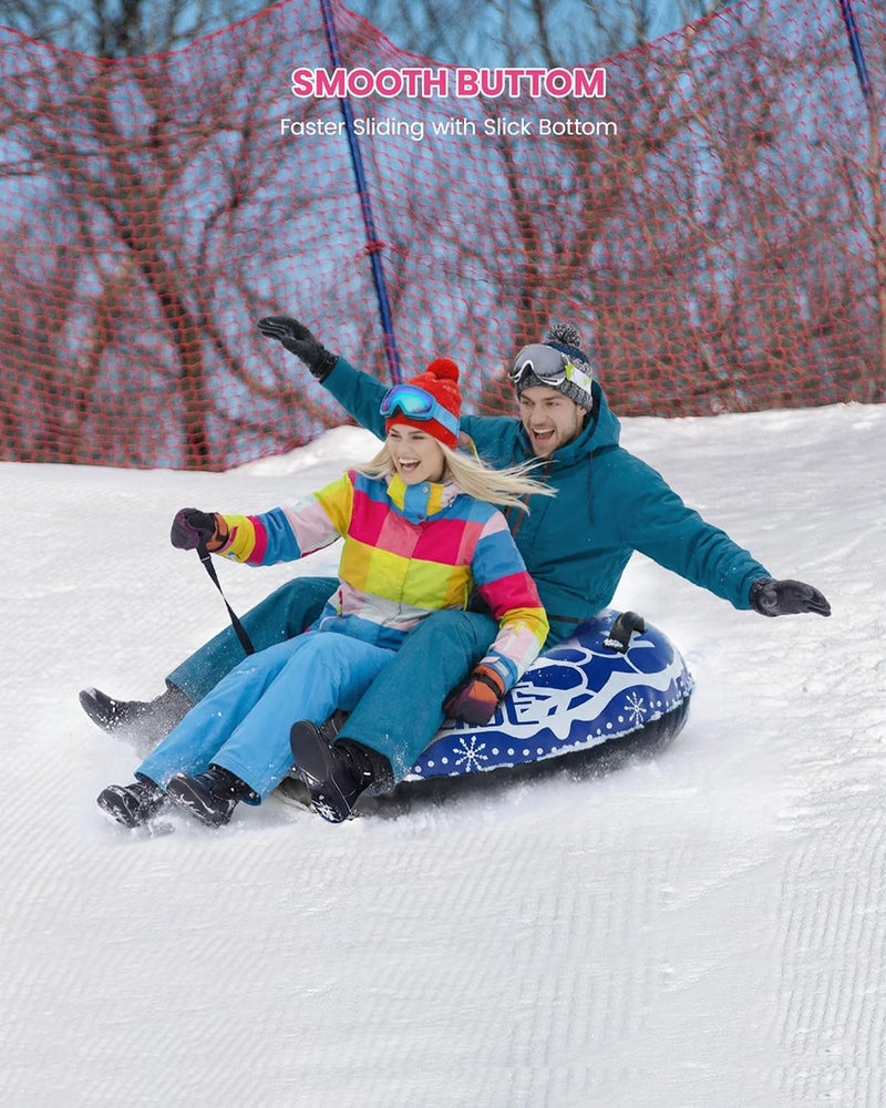 Hyfoo Snow Tube for Adult and Kids,Infatable Heavy Duty Snow Sled with Canvas Cover, Padded Handles, Thickened Bottom,Winter Outdoor Toy Gift - Image 2